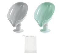 2 portasapone di scarico (verde menta, grigio) con 1 rete bianca in schiuma, portasapone, portasapone, portasapone, senza fustellatura, portasapone.