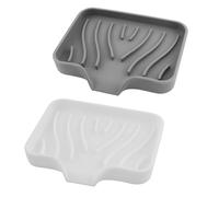 2 portasapone in silicone con scarico, portasapone doccia, portasapone, vasca da bagno, portasapone, portasapone, portasapone, per bagno, cucina e contatore (bianco + grigio) con 1 sacchetto con