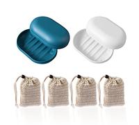 2 portasapone, portasapone piccolo e comodo, portasapone di scarico, portasapone da viaggio, facile da pulire, buona tenuta, tenere lontano da polvere, sapone secco e 4 sacchetti di sapone