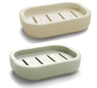 2 Portasapone Portatile Antiscivolo, Asciutto, Adatto per Bagno, Cucina, Facile da Pulire (Kaki e Verde Chiaro)