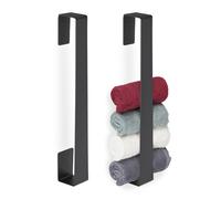 2 Portasciugamani adesivo parete porta asciugamani bagno acciaio inox nero opaco