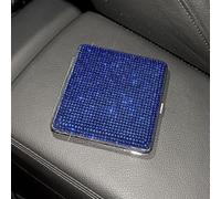 2 portasigarette in metallo per 20 sigarette, da donna, elegante, con strass, con elastico, per uomini e donne, blu