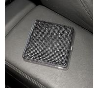 2 portasigarette in metallo per 20 sigarette, da donna, elegante, con strass, con elastico, per uomini e donne, colore nero