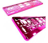2 Portatarga per VW Audi Seat Rosa Metallizzato Altamente Lucido Cromo Look Rosa