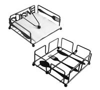 2 portatovaglioli portatovaglioli per feste in cucina e ristorante, vintage Napkin Holder con base, piatto, quadrato portatovaglioli con braccio a leva (nero)