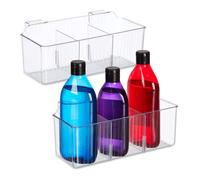 Relaxdays Ante dell'Armadio, 3 Scomparti, Pezzi Portaoggetti da Appendere, Set da 2 Organizer Sospesi, Box sopra Anta, Plastica, Trasparente