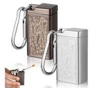 2 posacenere tascabile in metallo, inodore, con coperchio e anello portachiavi, mini posacenere da viaggio, grande capacità, per esterni, viaggi, giardino, auto, bar, fumo