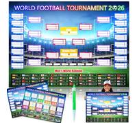 2 poster interattivi pieghevoli per la Coppa del Mondo di calcio 2026, con penna ad acquerello scritta a mano, informazioni sulla squadra e la Coppa del Mondo di calcio, per camera da letto, palestra