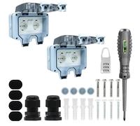 2 prese esterne impermeabili IP66, 1 presa con interruttore, spia di controllo, presa da parete per ambienti umidi, contatto di protezione, presa da giardino, antipolvere, resistente alle intemperie