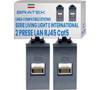 2 Prese Lan RJ45 Cat5e UTP Compatibili Bticino Living Light e International