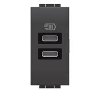 2 prese USB-C Bticino Livinglight 15W 1 modulo antracite L4286C2 - L4191CC