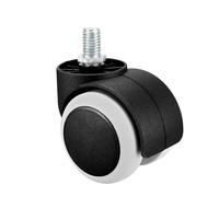 2" PU Ruote gemellate M10x14mm stelo filettato orientabile bianco orientabili,4X