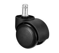 2" PU ruote gemellate standard universale 11mm stelo ruota girevole nero,2Pz