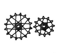 2 pulegge per deragliatore posteriore, 12T+16T, cuscinetti a sfera in ceramica per Sram, 67,4 x 7,5 mm, in lega di alluminio, 16 denti è una ruota stretta larga (nero)