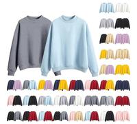 2 pullover da donna senza cappuccio, tinta unita, felpe casual con scollo rotondo, maglione a maglia larga, maglione a tinta unita da donna classico girocollo a maniche lunghe pullover in pile