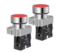 2 Pulsanti a Pressione Momentanei 22 mm 1 NO - Interruttore SPST Rosso 660V 10A per Pannelli e Macchinari(Momentary-NC)