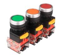 2 Pulsanti a Pressione Momentanei 22 mm 1 NO - Interruttore SPST Rosso 660V 10A per Pannelli e Macchinari(Latching-NC+NO)