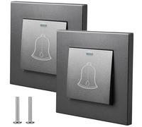 2 pulsanti per campanello, campanello automatico, 86 mm x 86 mm, pulsante del campanello esterno, 220 ~ 250 V, interruttore della luce da incasso, pulsante del campanello da parete esterno (grigio)