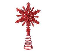 2 puntali per albero di Natale glitterati con fiocco di neve e fiocco di neve, decorazione rossa per piccoli ornamenti di Natale, decorazione per albero di Natale, Capodanno, feste, vacanze, interni e
