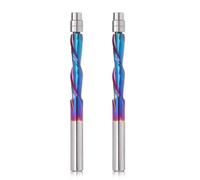 2 punte per fresa a spirale, codolo da 1/4", lunghezza di taglio extra lunga 7,6 cm, OVL, in carburo con rivestimento nano per Woodwoking, 2 pezzi