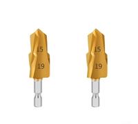 2 punte per trapano a gradino con gambo esagonale rivestito in titanio, per riparazioni di tubi in PPR, fori precisi, in acciaio, 20 mm, 25 mm, 32 mm, oro (2 pezzi da 20 mm)