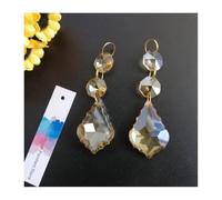 2 PZ 100mm Champagne Maple Leaf Ciondolo Anelli in oro Perline di cristallo Lampada Lampadario Prismi Decorazioni for la casa Parti