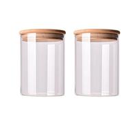 2 Pz 250ml Vasi di Vetro Trasparente con Coperchi di bambù ermetici Contenitore di Immagazzinaggio Cibo Contenitore di Vetro Cucina Canister Vasi Bottiglie