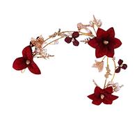 2 Pz accessorio per fiore rosso copricapo per la sposa accessori per rossi per le donne Tiara headband matrimonio adornare fascia da donna da sposa lega FRCOLOR