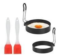 2 Pz Anelli per Uova per Friggere, 7,5 cm/9 cm Stampo per Pancake, Stampo per Uovo Fritto, Stampi Antiaderenti per Uova Fritte, Uovo Anello in Acciaio Inox, con 2 Spazzole per Olio Silicone
