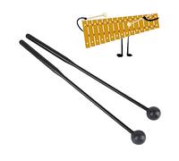 2 pz bacchette per batteria bacchette per percussioni per xilofono glockenspiel marimba campana carillon bacchette per campana in gomma bastoncini per glockenspiel asta nera testa (Tutto nero)