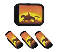 2 pz bagagli maniglia avvolge comfort bagagli maniglia pad bagagli adesivi per borse maniglia Silhouette Cowboy equitazione cavallo tramonto