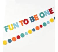 2 Pz Banner in Feltro 1° Compleanno | Decorazione Fun To Be One con Ghirlanda Colorata, Pre-assemblata per Festeggiare il Primo Anno