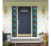 2 pz Banner per porta di benvenuto Bulldog francese cucciolo con fotocamera Portico Segno Decorazioni hawaiane Bandiere Primavera Estate Decor Sfondo Striscioni da appendere alla parete per esterni