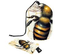 2 Pz Borsa Cosmetica Secchio Viaggio Trucco Borse Grande Capacità Morbido Impermeabile Portatile Coulisse Borsa Cosmetica, Art Nature Golden Bee, Arte Natura Ape d'oro,
