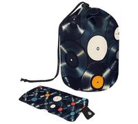2 Pz Borsa Cosmetica Secchio Viaggio Trucco Borse Grande Capacità Morbido Impermeabile Portatile Coulisse Sacchetto Cosmetico Sacchetto Cosmetico, Vinile Retro Record Pattern 47, Motivo a dischi in