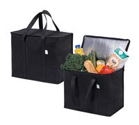 2 Pz. Borsa Termica Riutilizzabile, Borsa Frigo Grande Con Coperchio, Manici Dur