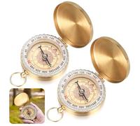 2 Pz Bussola Professionale, Bussola per Navigazione, Bussole Tascabile, Portatile Bussole Luminosa Impermeabile per Campeggio, Viaggi, Escursionismo, Sport (Oro)