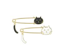2 pz carino gatto spilla nero bianco gatti spilla pin gatto spilla di sicurezza Ketty spilla da bavero per donne uomini ragazze gioielli regalo di Halloween