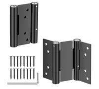 (2 pz) Cerniera Doppia Azione 100mm,Acciaio inox massiccio ispessito (Max 40kg), Regolabile e Autochiudente,nero,per Porte a Battente,Saloon, Bar,Ristoranti,Cucine,Banconi,Uso Interno/Esterno