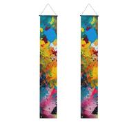 2 pz colorato pittura astratta portico banner porta d'ingresso segno elegante decorazione per la casa bandiere da appendere portico segno di benvenuto banner per esterni interni forniture per vacanze