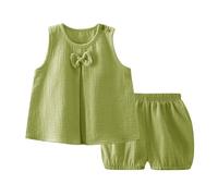 2 Pz Completino Bambina Set Completo Estivo Vestiti Coordinati per Il Tempo Libero di Pezzi con Tuta da Ginnastica T Shirt Manica Corta e Pantaloncini Neonato Ragazze 1-4 Anni