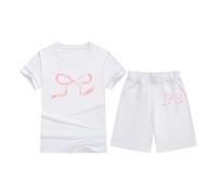 2 Pz Completino Bambina Set,Moda Due Pezzi Ragazze Estate Vestiti Outfit Top Cotone Elasticizzato Stampa Righe Estive Abbigliamento Casual Estivo Ideale Come Regalo Bimbo