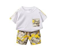 2 Pz Completino Bambino Set - Body Estiva Neonato Completo Estivo Bambino Neonato Set Set di Magliette Unisex+Pantaloncini Dinosauro Stampa 2pcs Vestiti Set Regalo Bimbo