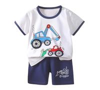2 Pz Completino Bambino Set,Body Estiva Neonato Dinosauro Stampa 2pcs Vestiti Set Bimbo Completini e Coordinati Gentiluomo con Tenere Simpatiche Fantasie Righe Estive per Ragazzi 1-4 anni