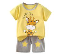 2 Pz Completino Bambino Set,Body Estiva Neonato Set di Magliette Tessuto Traspirante Cotone e Lino Maglietta Pantaloncini Tuta 1-8 Anni Conforto garantito Tutto Il Giorno