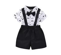 2 Pz Completino Bambino Set Completo Estivo Neonato Estiva Outfit Bimbo Completini e Coordinati Gentiluomo T-Shirt Maniche Corte Ricamate Design Regalo Festivo Casual Mare Spiaggia