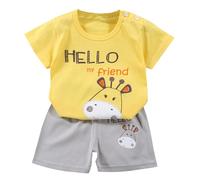 2 Pz Completino Bambino Set,Completo Estivo Neonato Set Outfit Abbigliamento Tessuto Traspirante con Tenere e Simpatiche Fantasie Tutina Casual Taglie da 6 a 14 Anni