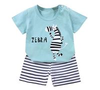 2 Pz Completino Bambino Set Neonato Maschio Camicia Manica Corta Unisex+Pantaloncini Completivi da Estivi Top Cotone Elasticizzato Tutina Casual per Ragazzi 1-4 Anni