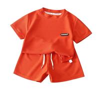 2 Pz Completino Bambino Set - Set di Tinta Unita Bimbo Cotone E Lino Maglietta Bottoni Cotone Pantaloni Corti Set 2 Pz Abbigliamento Set Tute Cotone Corte Top con Pantaloncini Regalo Bimbo