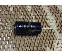 2 pz. Condensatore bipolare Tonfrequenza assiale 68uF 35VAC 5% 25x49 85°C